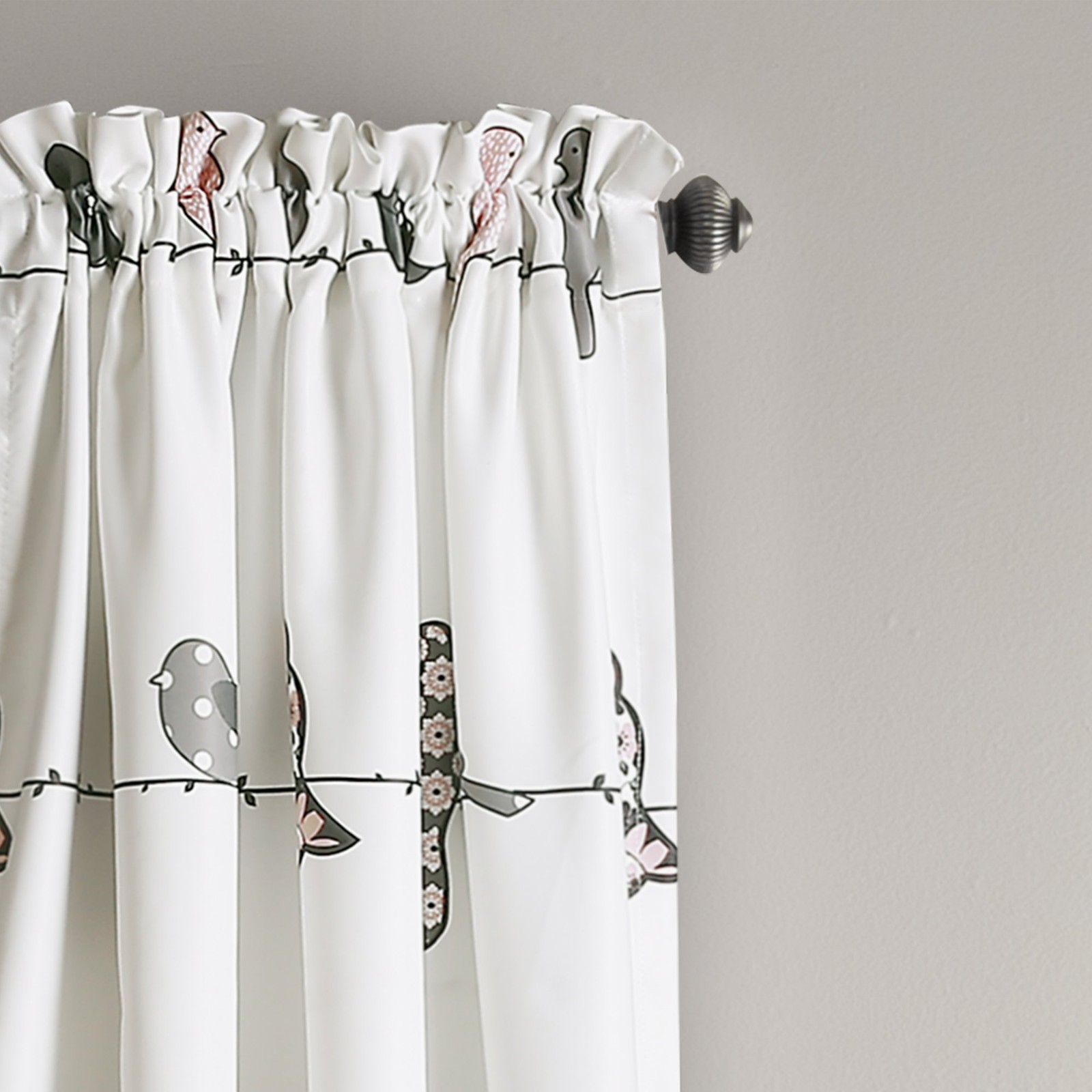 Bird Print Light Filtering Curtains 52″ x 84″ – Whimsical Floral Window Panels