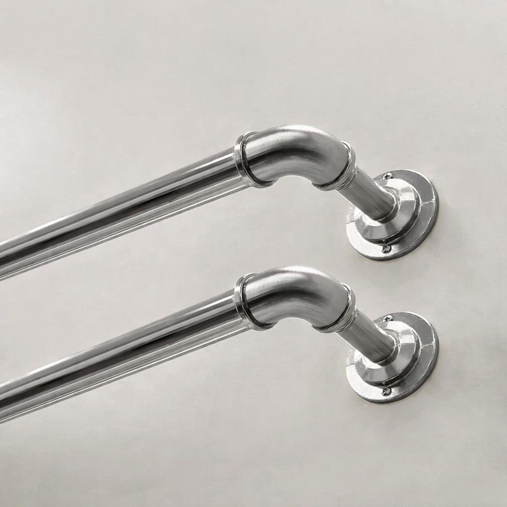 2 PACK Better Homes & Gardens 1″ Industrial Pipe Single Curtain Rod 42-120″ Nick