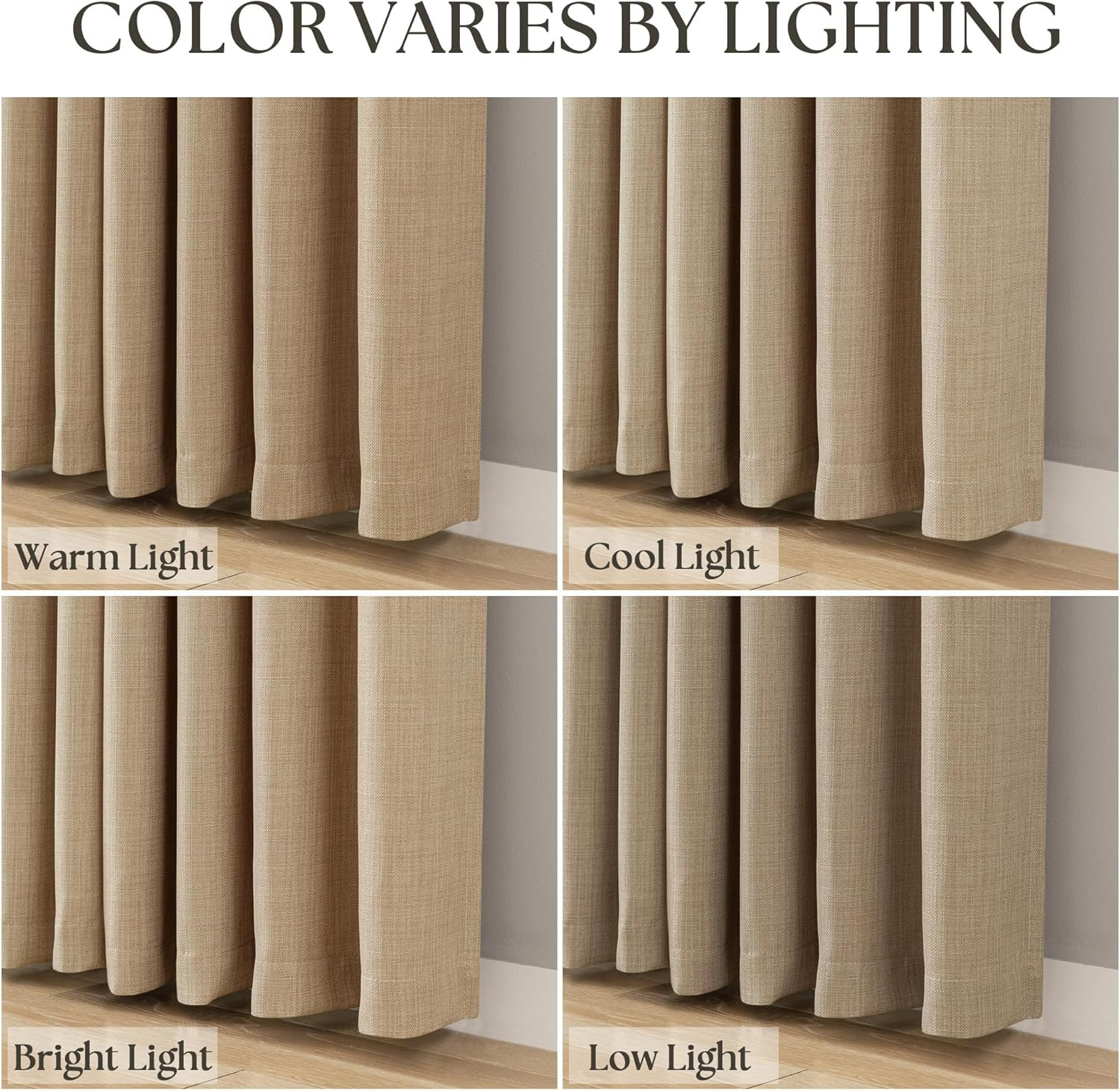 Tan Brown Curtains for Bedroom 2 Panel Sets 63 Inch Length Grommet Ring Top Dark