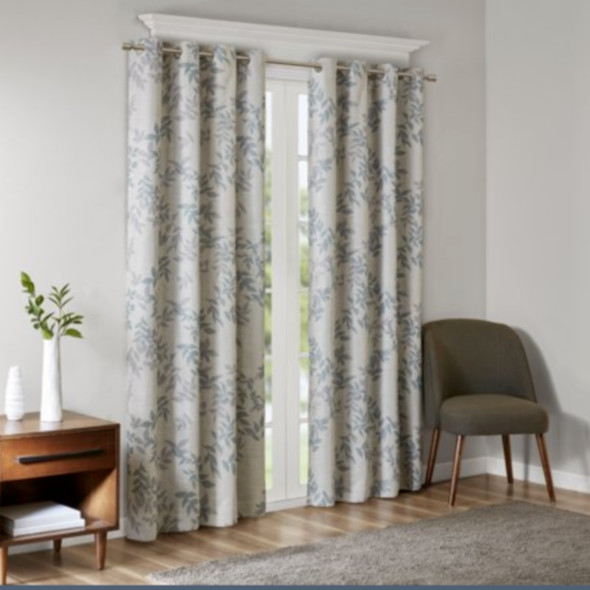 Sun Smart Julie Aqua Printed Botanical 50 X 95 in. L Blackout Grommet Curtain