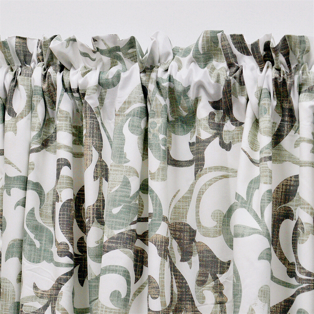 2 Piece Printed Ravello Scroll Curtain Set, Brown Aqua, Each Panel 60″ x 96″
