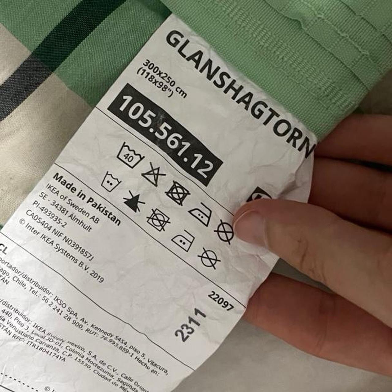 TWO 2X IKEA GLANSHAGTORN Curtain Panels Green White/Black Each118x98″ 105.561.12