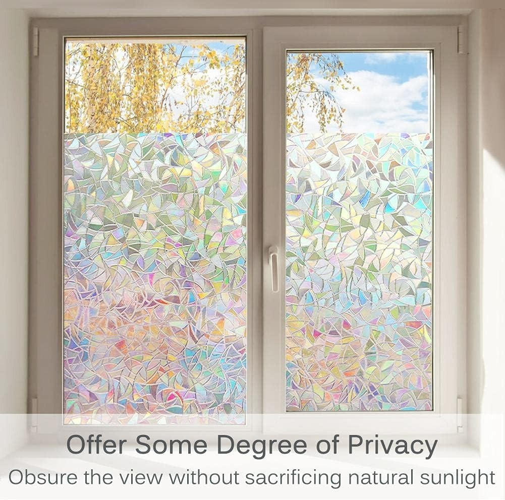 Static Cling Rainbow Window Film for Privacy & Heat Control – 17.5 x 78.7 Inches