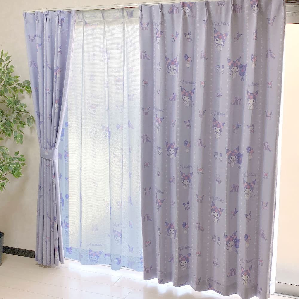 Kuromi Grade 2 Blackout/Heat Insulation Curtains + Lace 4-Piece Set 100×178cm