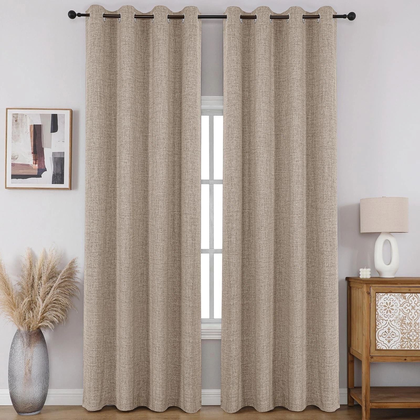 Blackout Window Curtains Curtain 100% Fabric 84 inches Pair Eyelet for Bedroom..
