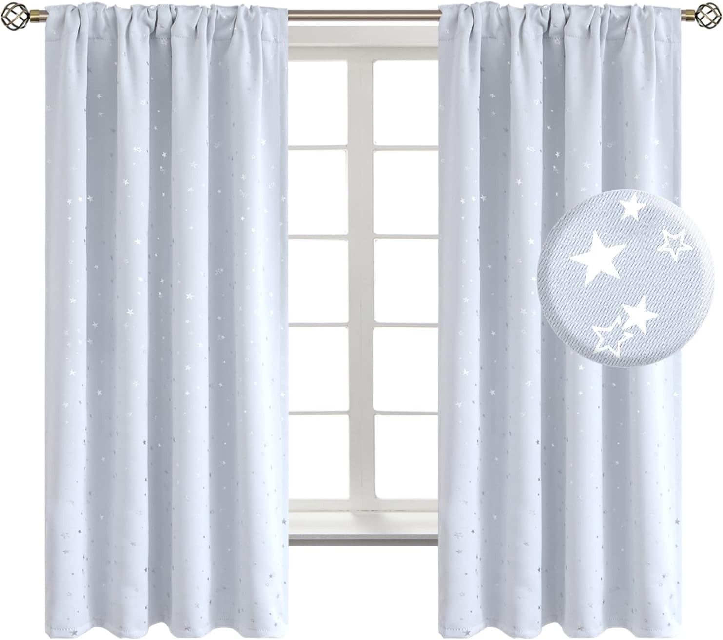 BGment Kids Light Grey Blackout Curtains 52 Wide x 63 Long New FREE SHIPPING