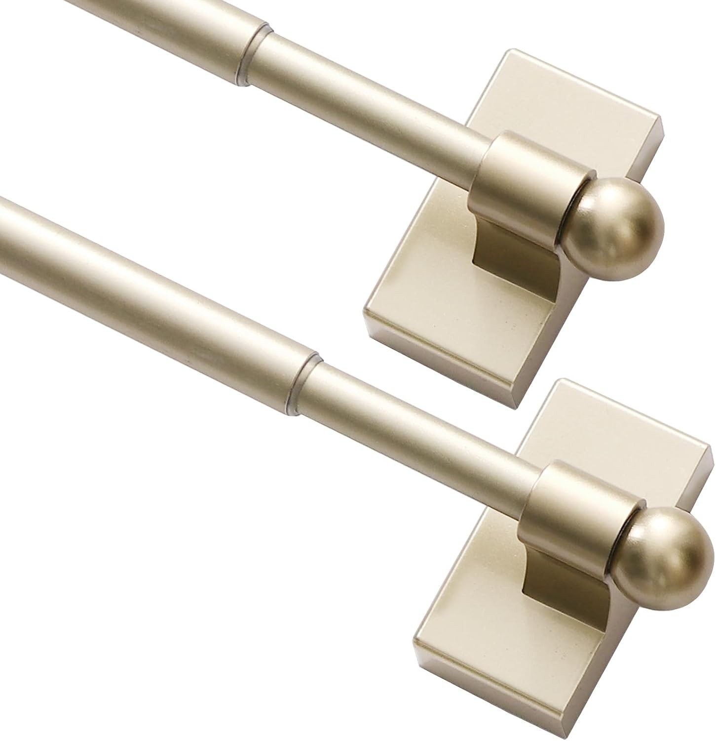 2 Pack Magnetic Curtain Rods Adjustable 16-28 Inch Champagne Gold Metal Door Rod