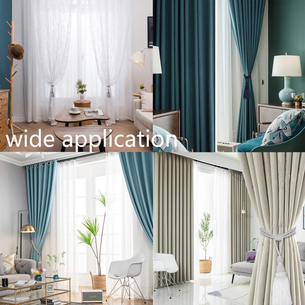 2 Pack Handmade Tassel Curtain Tiebacks – Decorative Rope Drapery Holdbacks (Bei