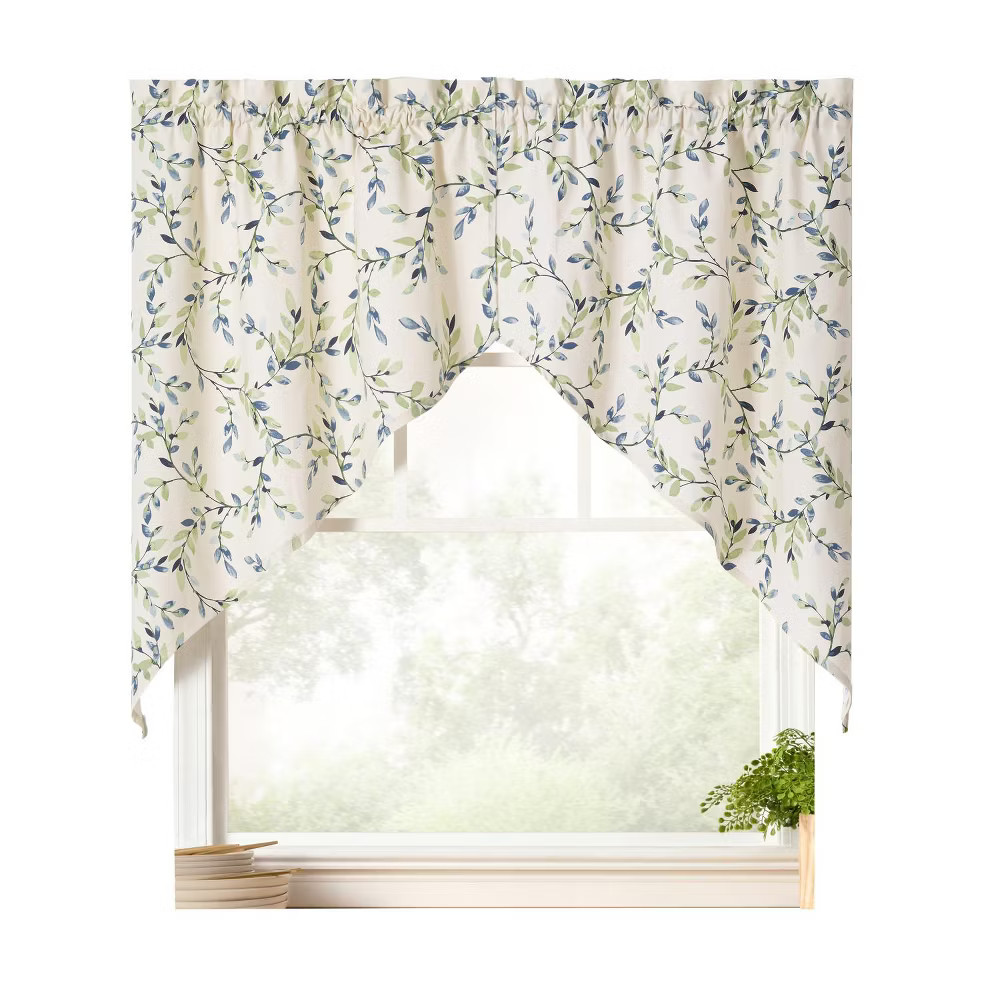 Ellis Vintage Stylish Medium Scale Printed Vine Pattern 1.5″ Rod Pocket Tailored