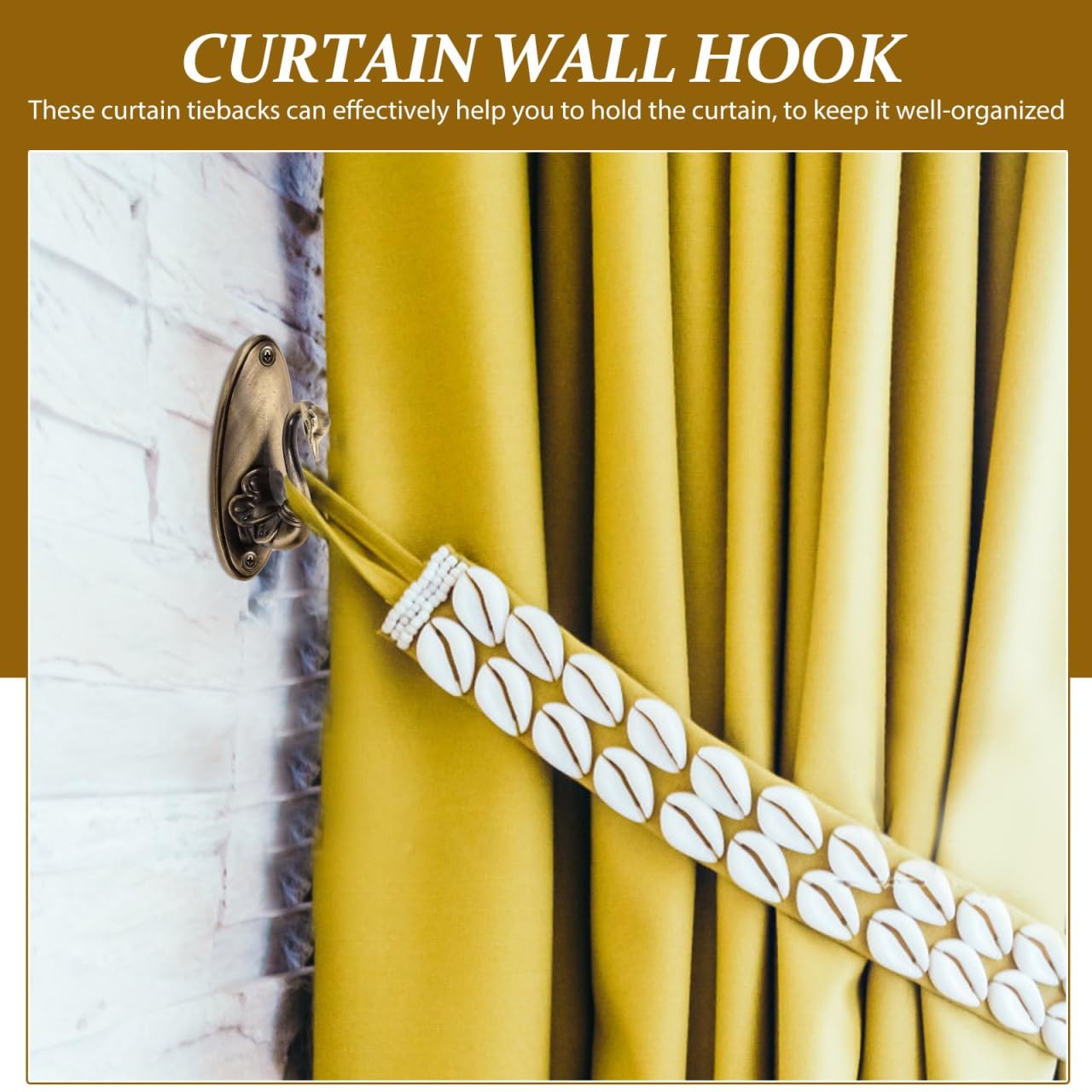 2pcs Swan Hook Curtain Holdbacks: Vintage Swan Wall Hooks Golden Alloy Holdba…