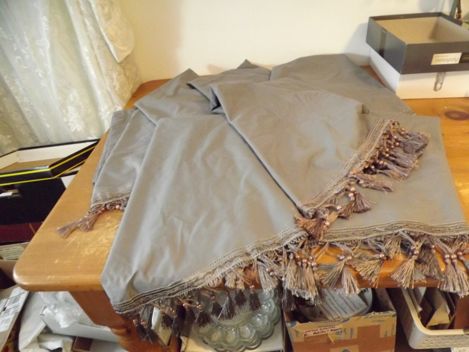 WATERFALL cascading CURVED VALANCE 2 rod pockets STEEL GRAY 8 available