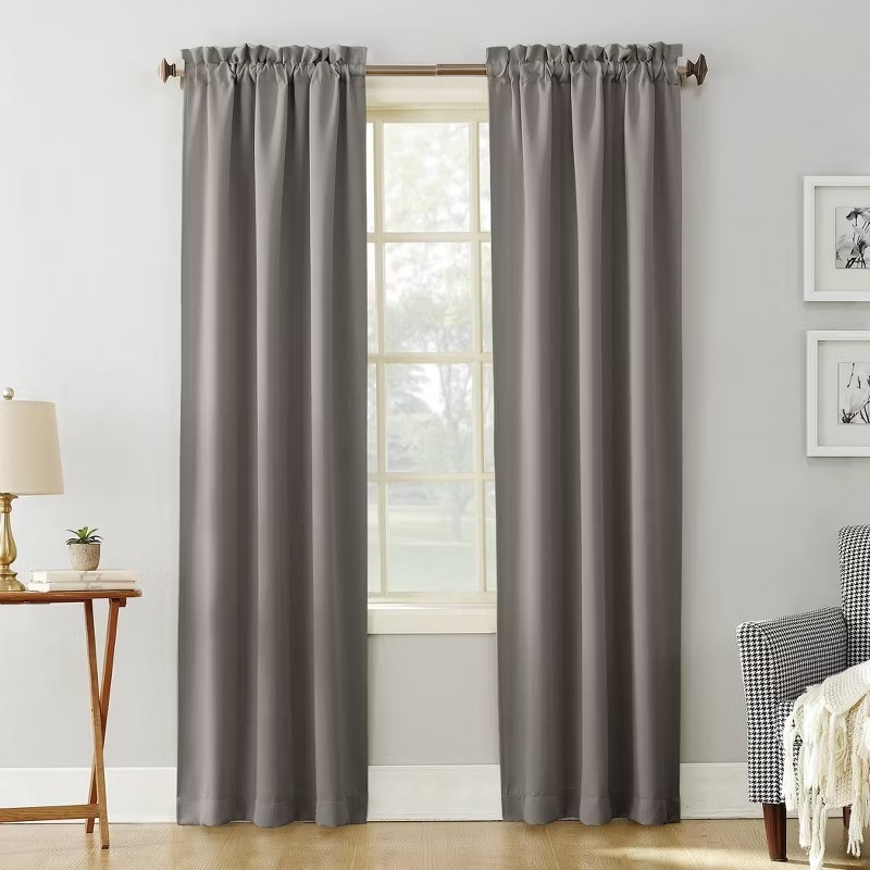 40″x63″ Pocket Curtain Panel Gray Modern Polyester Indoor Drapery – 1 Pc