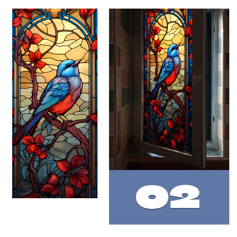 Colorful Stained Glass Film Modern Art European Decor Privacy 40x100cm/45x120cm