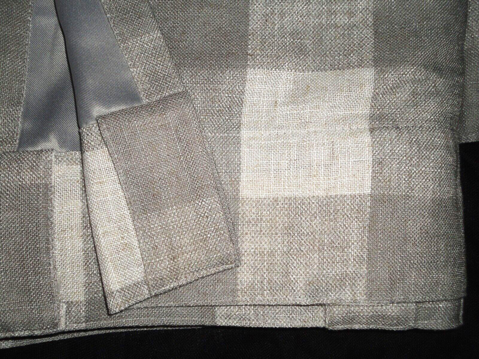 RALPH LAUREN VIENNA GINGHAM CHECKS GRAY & WHITE (2) PANELS CURTAINS 50 X 82