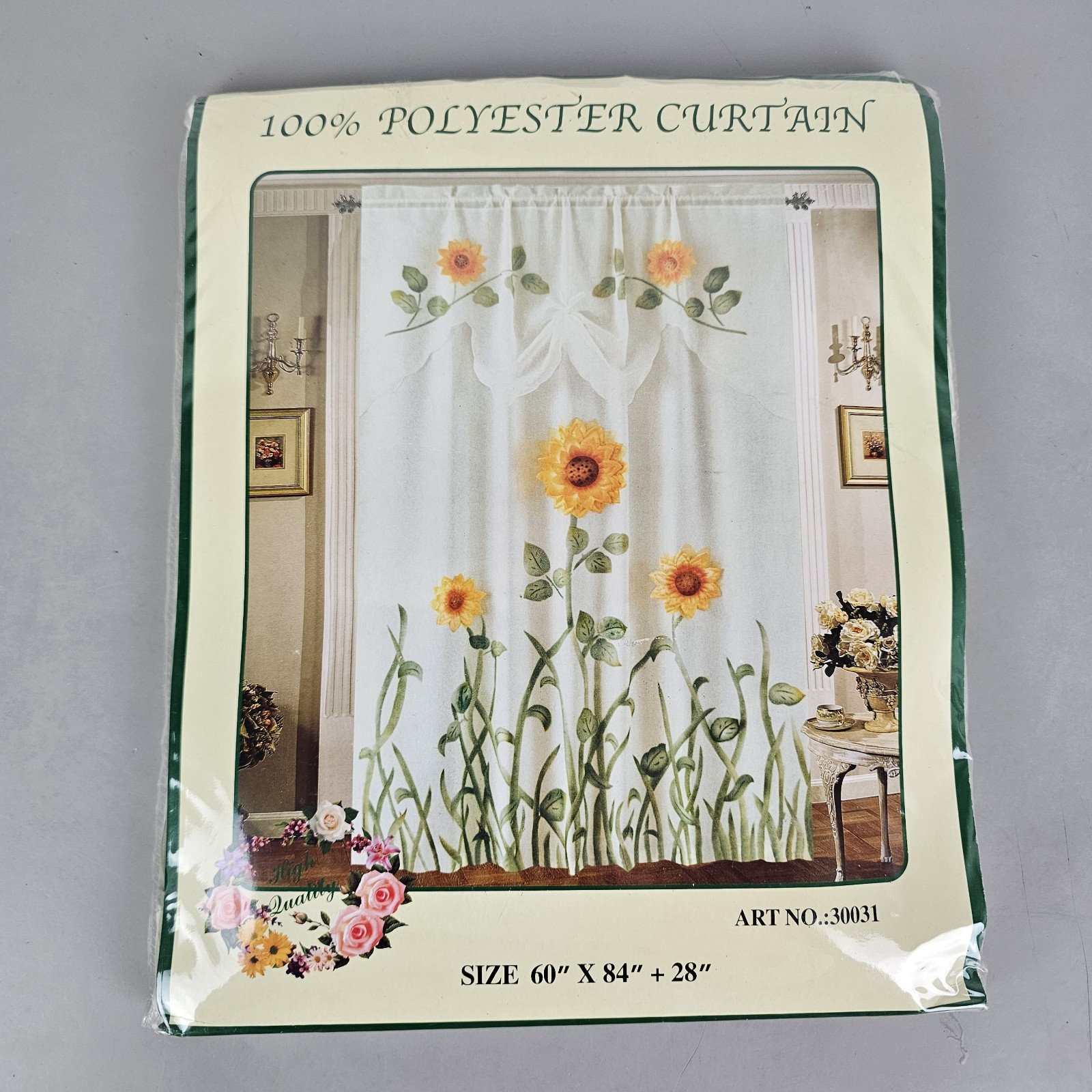 Sunflower Curtain 100% Polyester Yellow Floral 60″×84″ + 28″