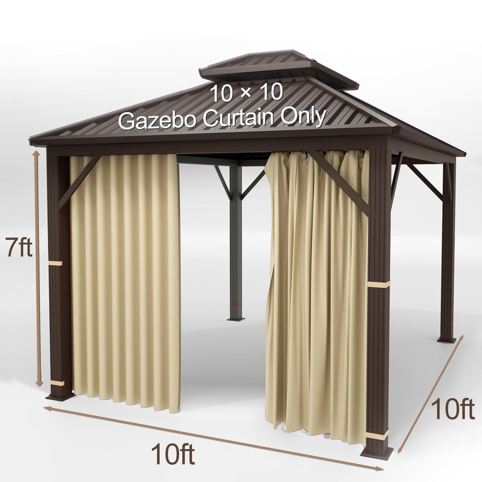 Gazebo Universal Replacement Privacy Curtain – 10′ x 10′ Gazebo Side Wall Out…