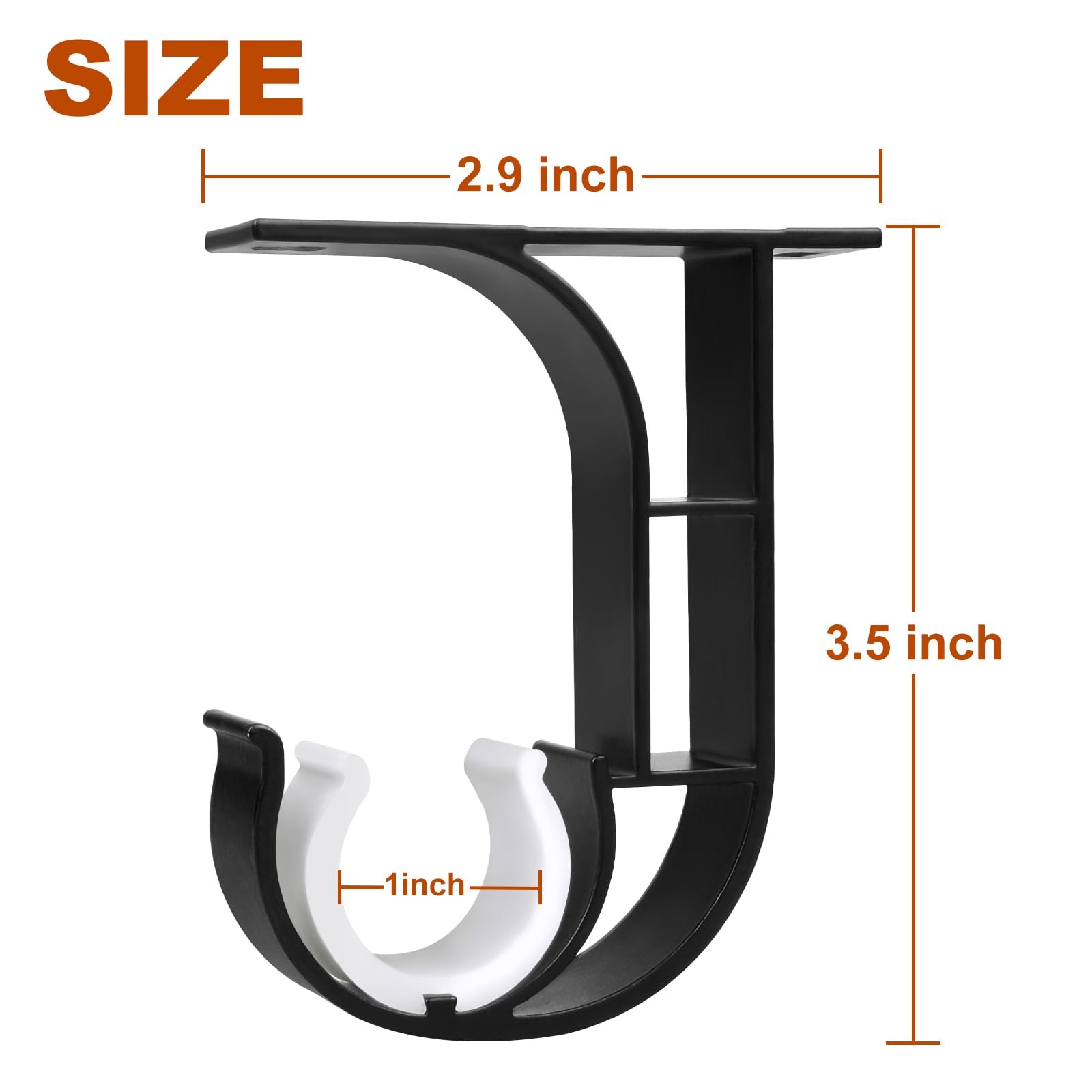 8 PCS Black Aluminum Ceiling Mount Curtain Rod Bracket Holder Fits 1 Inch Rod
