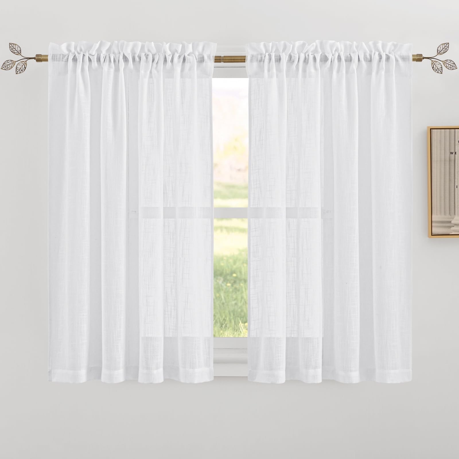 Short White Linen Curtains 45 Inches Long Cortinas Para Cuarto Semi Sheer Curtai