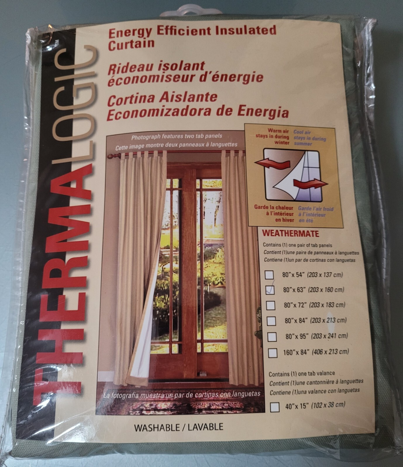 NWT Thermalogic Cotton ENERGY-EFFICIENT Insulated Curtains 80″x63″ Panel SAGE