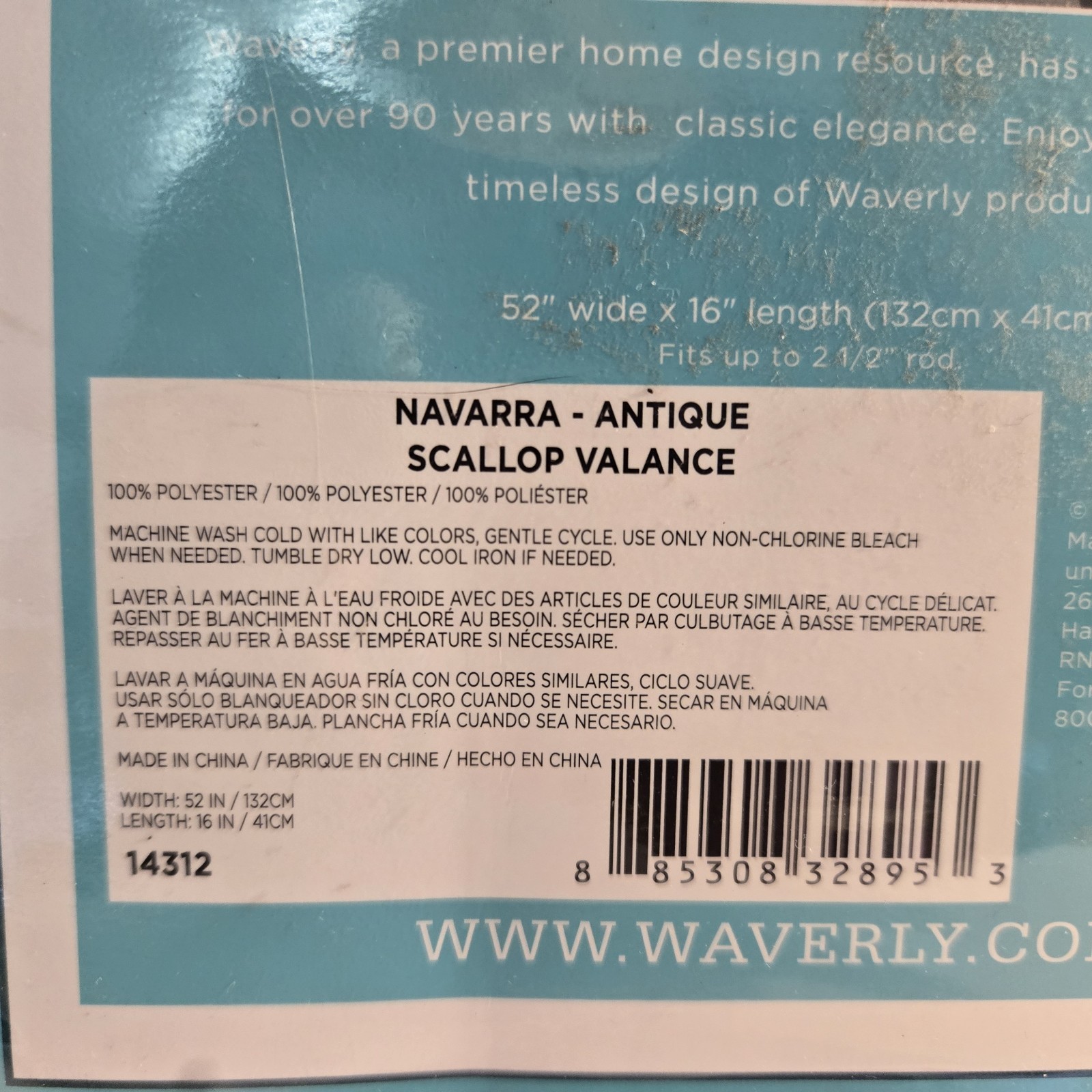 WAVERLY Navarra Floral Pattern Scalloped Window Valance Curtains, 52″ x 16″ NEW