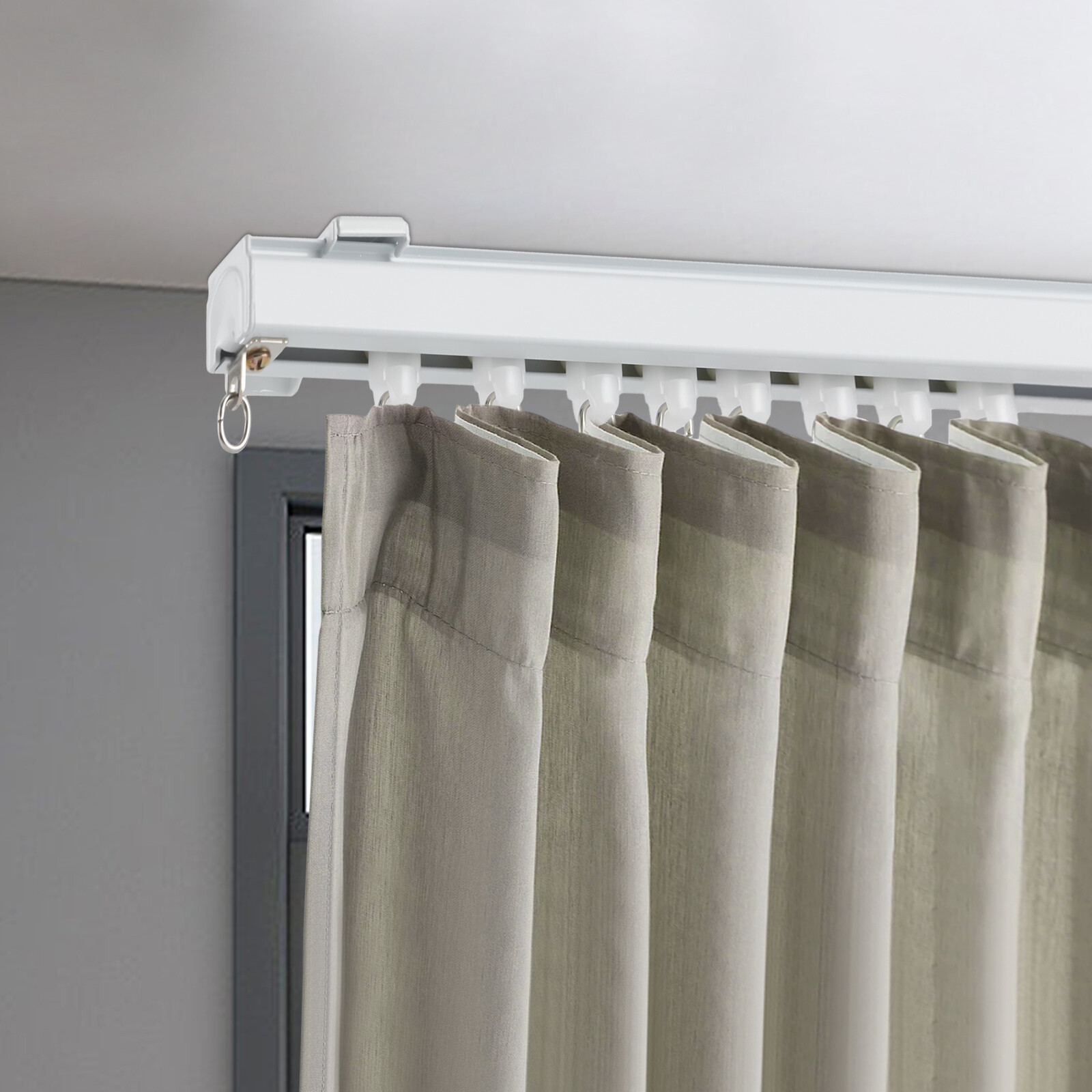 12-18ft Curtain Hanging Track System Track Kit with Hooks Wall Mount NEW