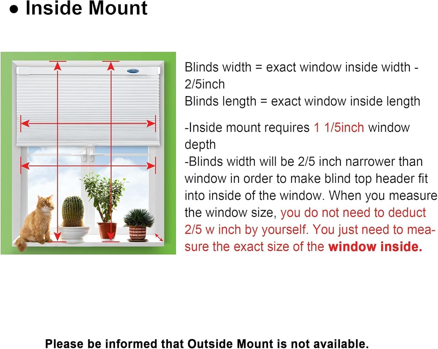 LazBlinds Cordless Cellular Shades, No Tools No Drill Blackout Honeycomb Shades