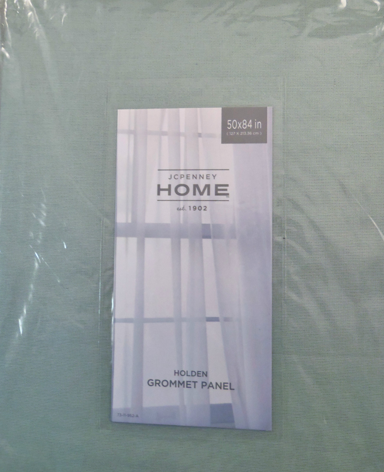 JC Penney Home Holden Grommet-Top Cotton Curtain Panel 50 X 84 IN Aqua Gray