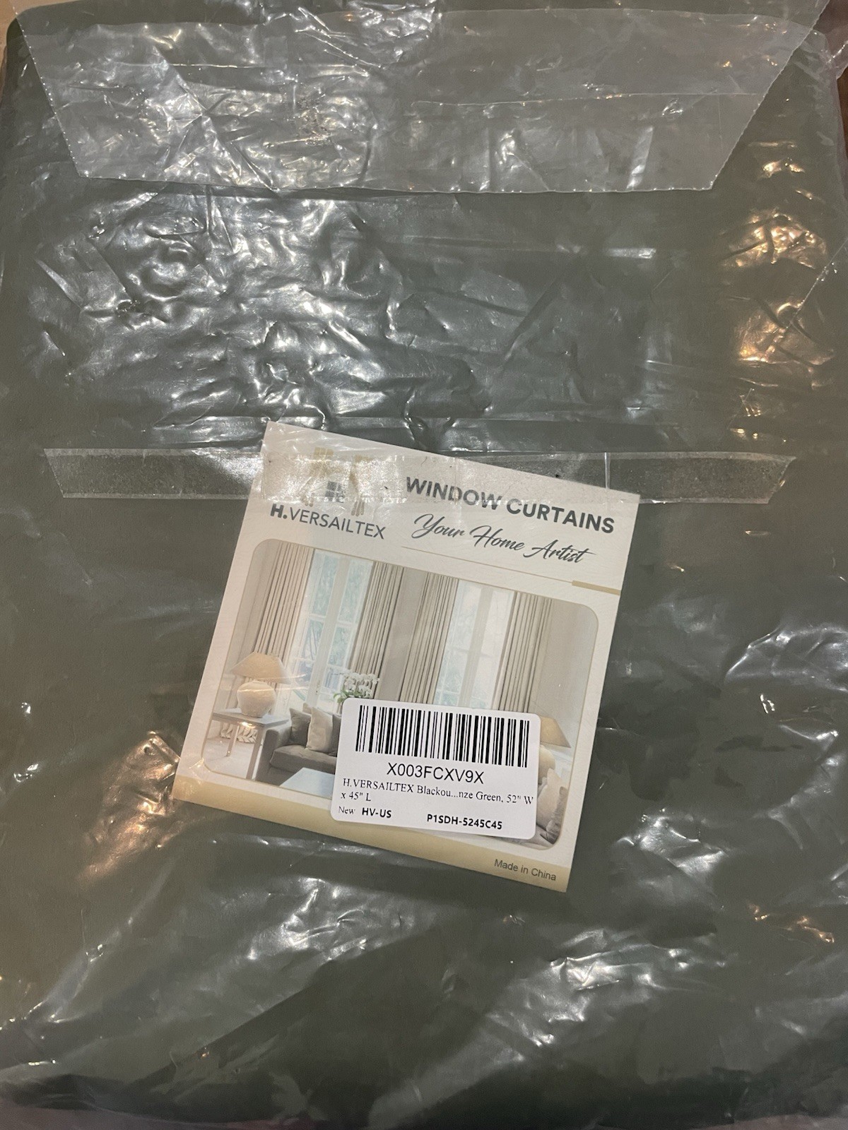 H.VERSAILTEX Olive Green Silver Grommet 100% Blackout 52″W x 45″L Panel Curtain