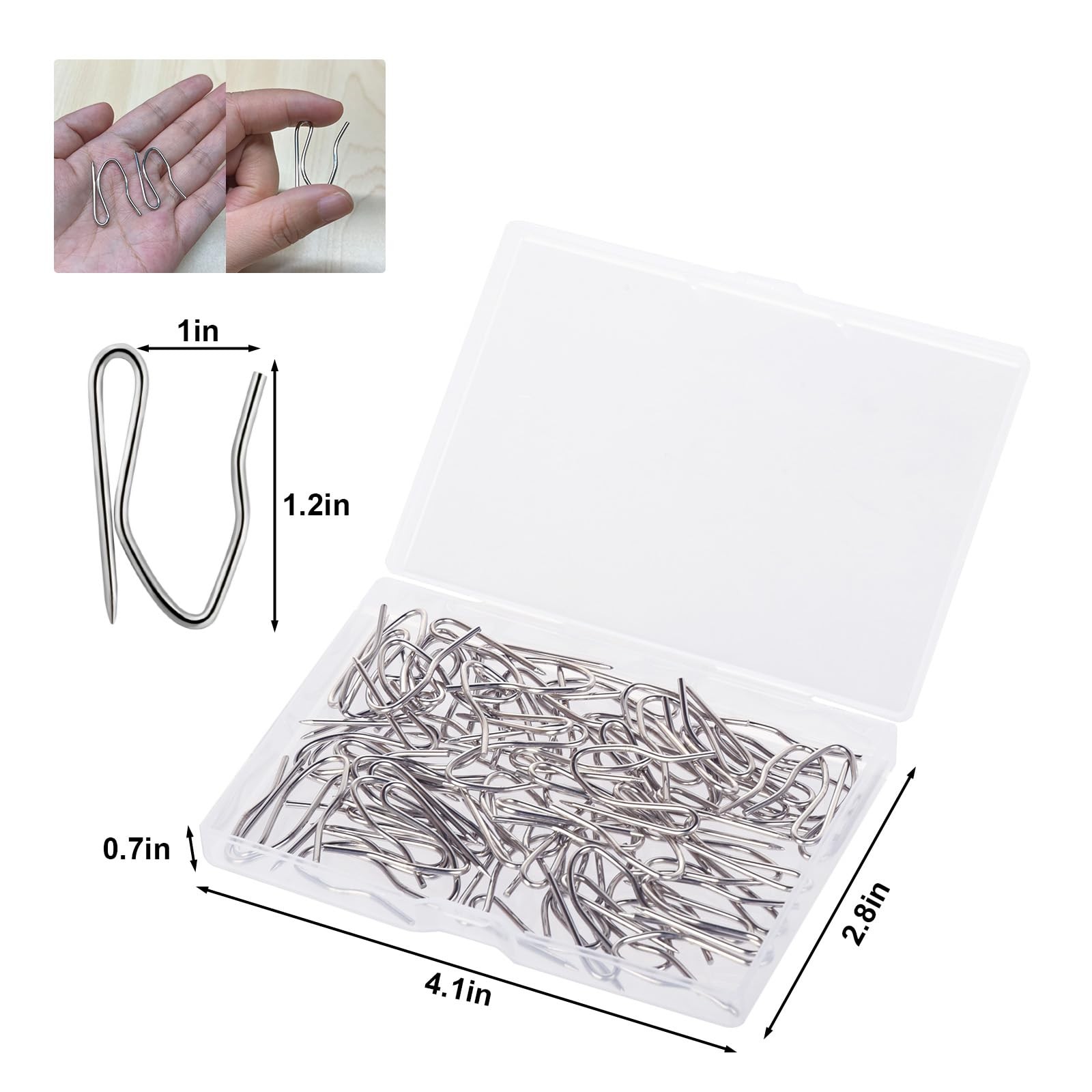 Nydotd 58 Pcs Rustproof Curtain Hooks 1.2 inches Stainless Steel Nickel-Plated