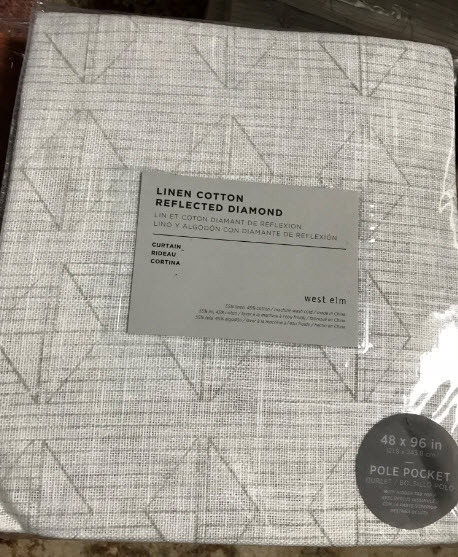 West Elm Reflected Diamonds Drape Off White 48x 96 Curtain Linen Just One New🦩