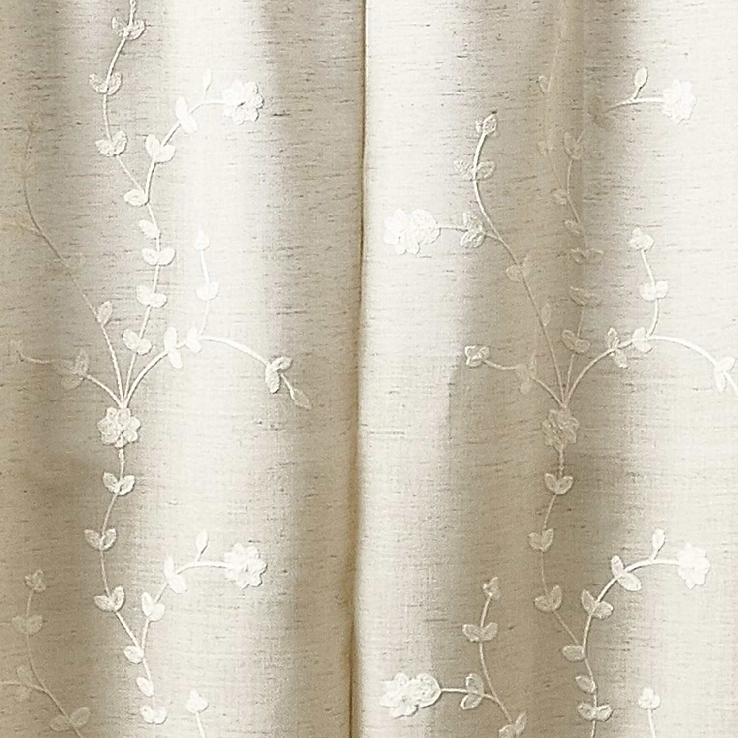 CHF Lynette 2-pc Window Curtains / Tiers, beige, embordered, botanical, JC Penny