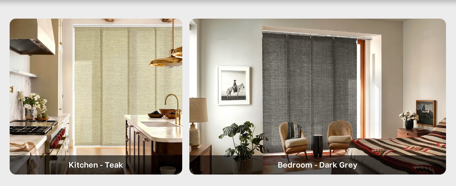 Adjustable Panel Track Blinds for Sliding Glass Door, Cut-to-Height Paper Fabric