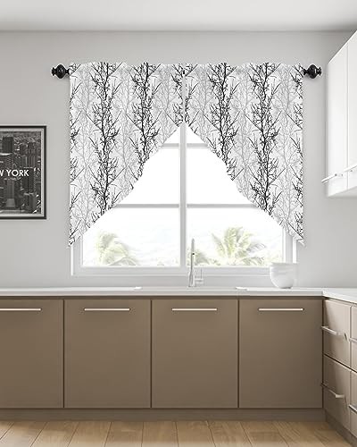 Swag Valances for Windows 2 Pack, Pastoral 36″W x 36″L (Pack of 1) Black Grey