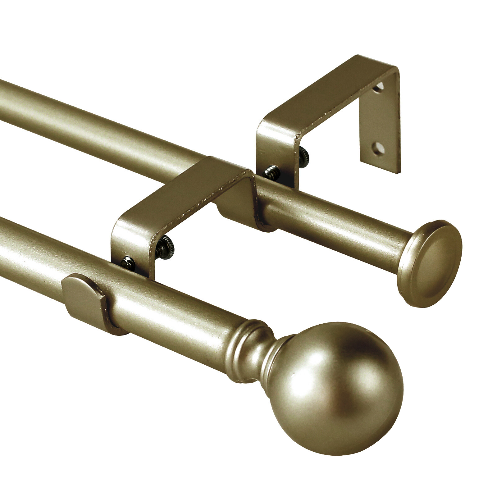 5/8″ Ball Adjustable Double Drapery Curtain Rod Set, 28”-48“/ 48”-84“/ 84”-120”