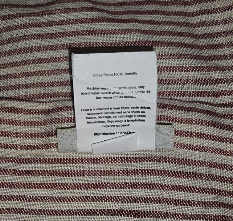 Pottery Barn Red Tan Stripe LINEN Cafe Curtains 2 – 50 x 13 in/127 x 33 cm