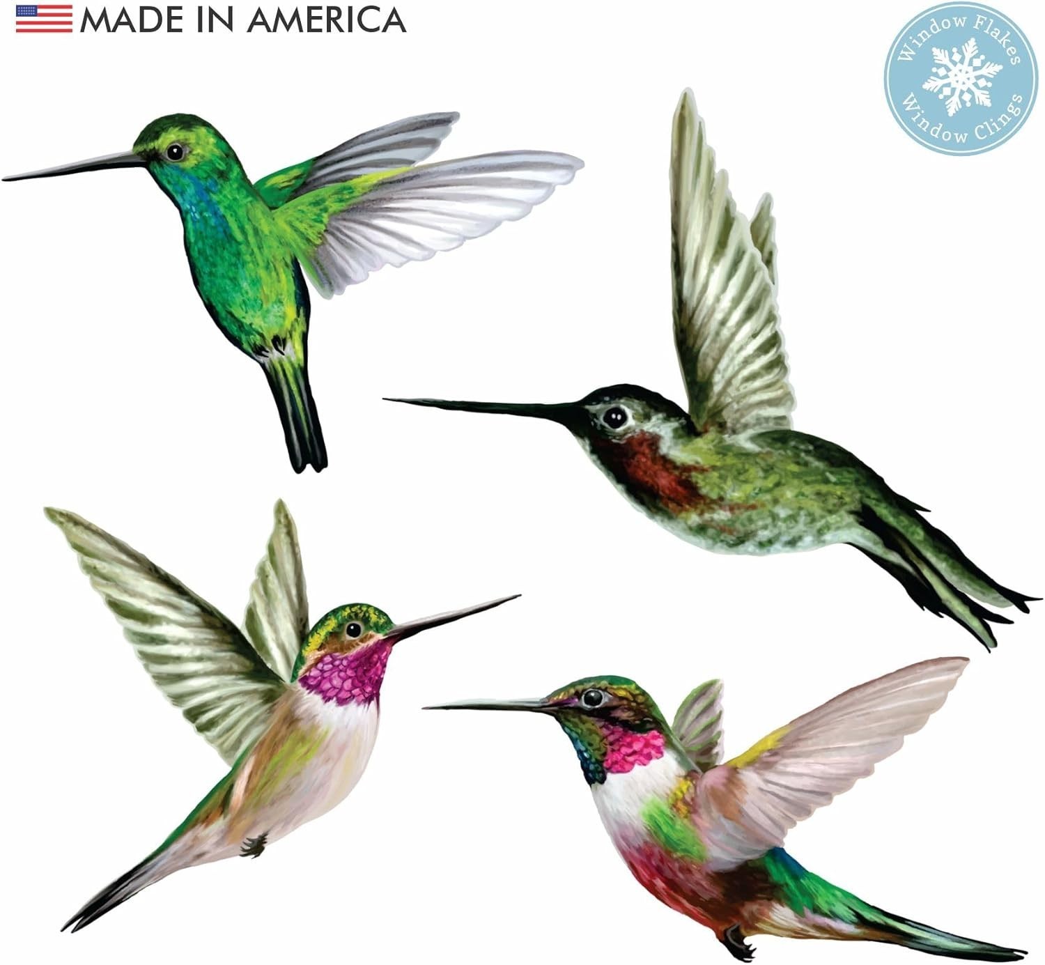 4 x Hummingbird Window Clings for Glass Safety on Doors, Windows and Panels. …