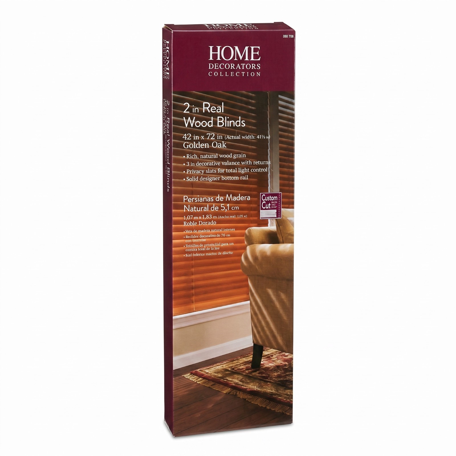 Home Decorators Collection Real Wood 2 Inch Blinds Golden Oak 42×72 Inches