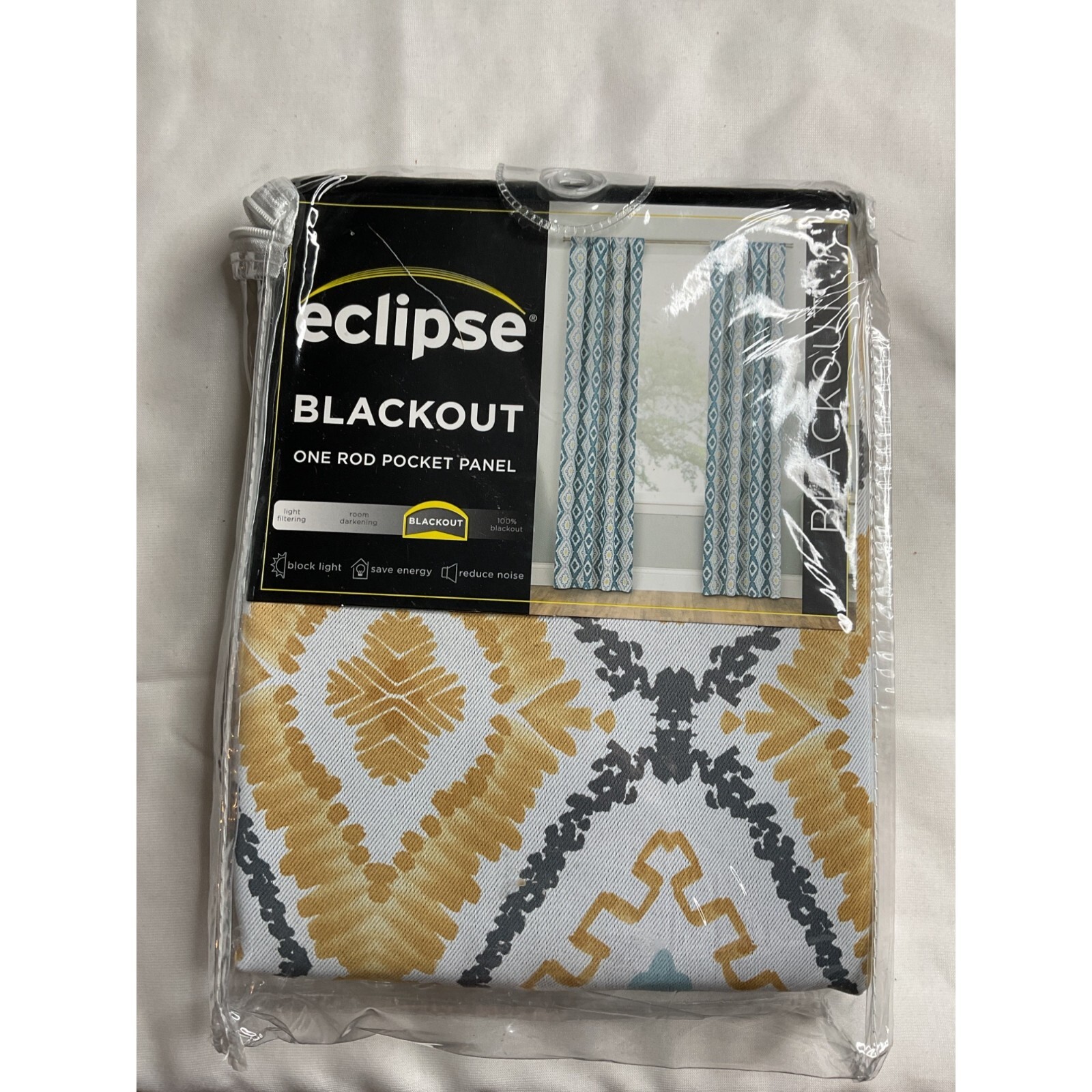 Eclipse Morrow Gold Ikat Pattern 37 in. W X 84 in. L Blackout Single Curtain