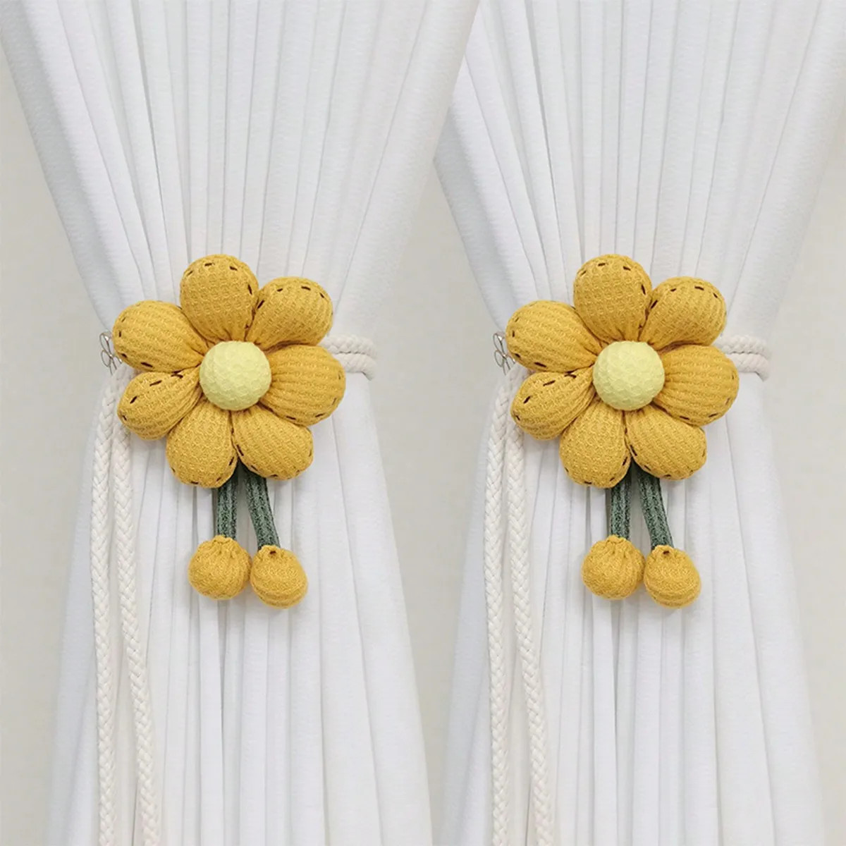 Pair of cartoon flower curtain straps, simple children’s room decoration gauze c