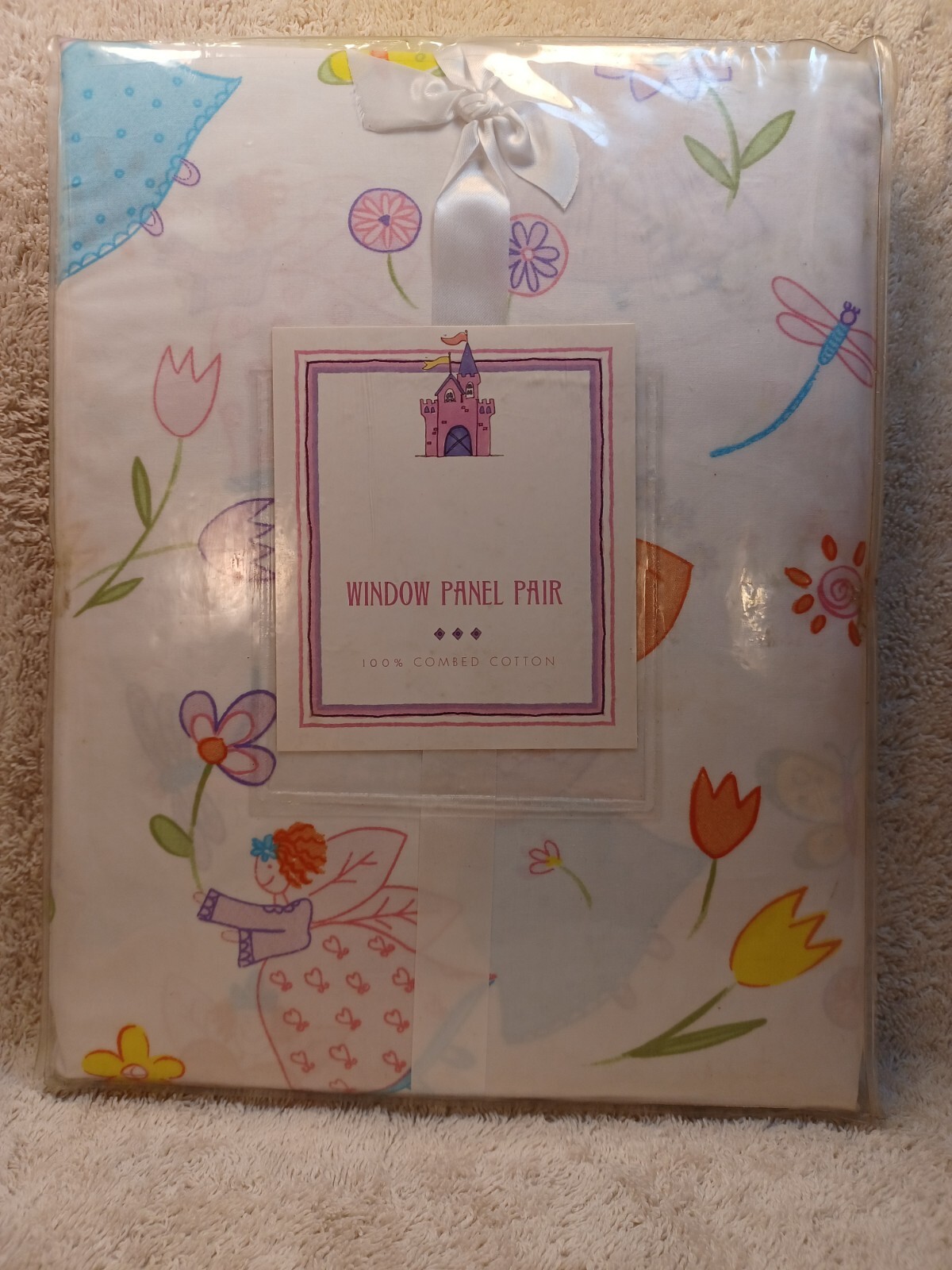 “Princesses” Castle Window Curtain Panel Pair 100% Combed Cotton