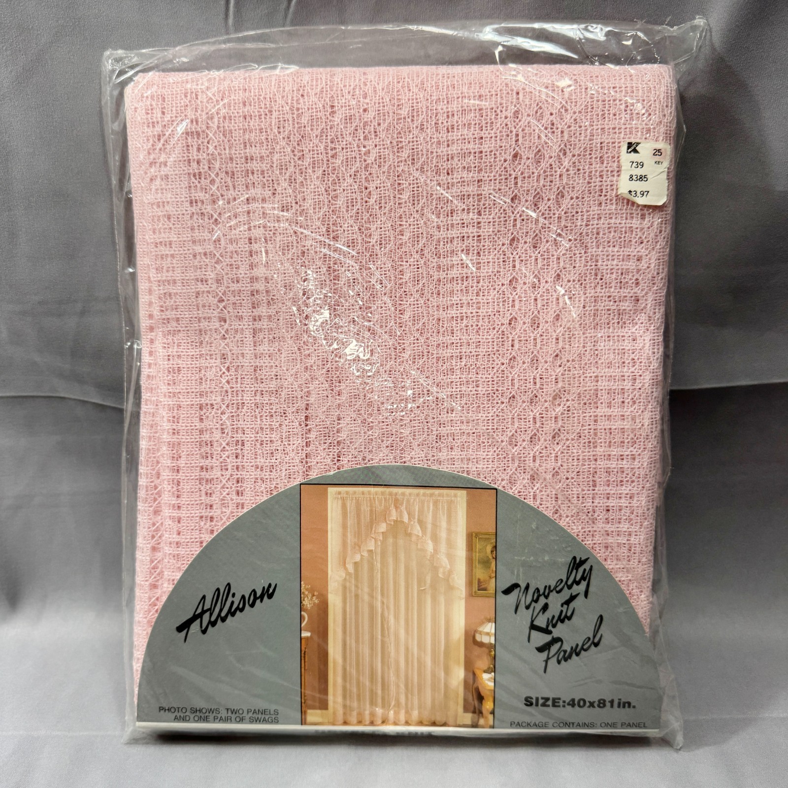 Vintage Allison Novelty Knit Curtain Panel 40×81 Pink NOS Textured Drape