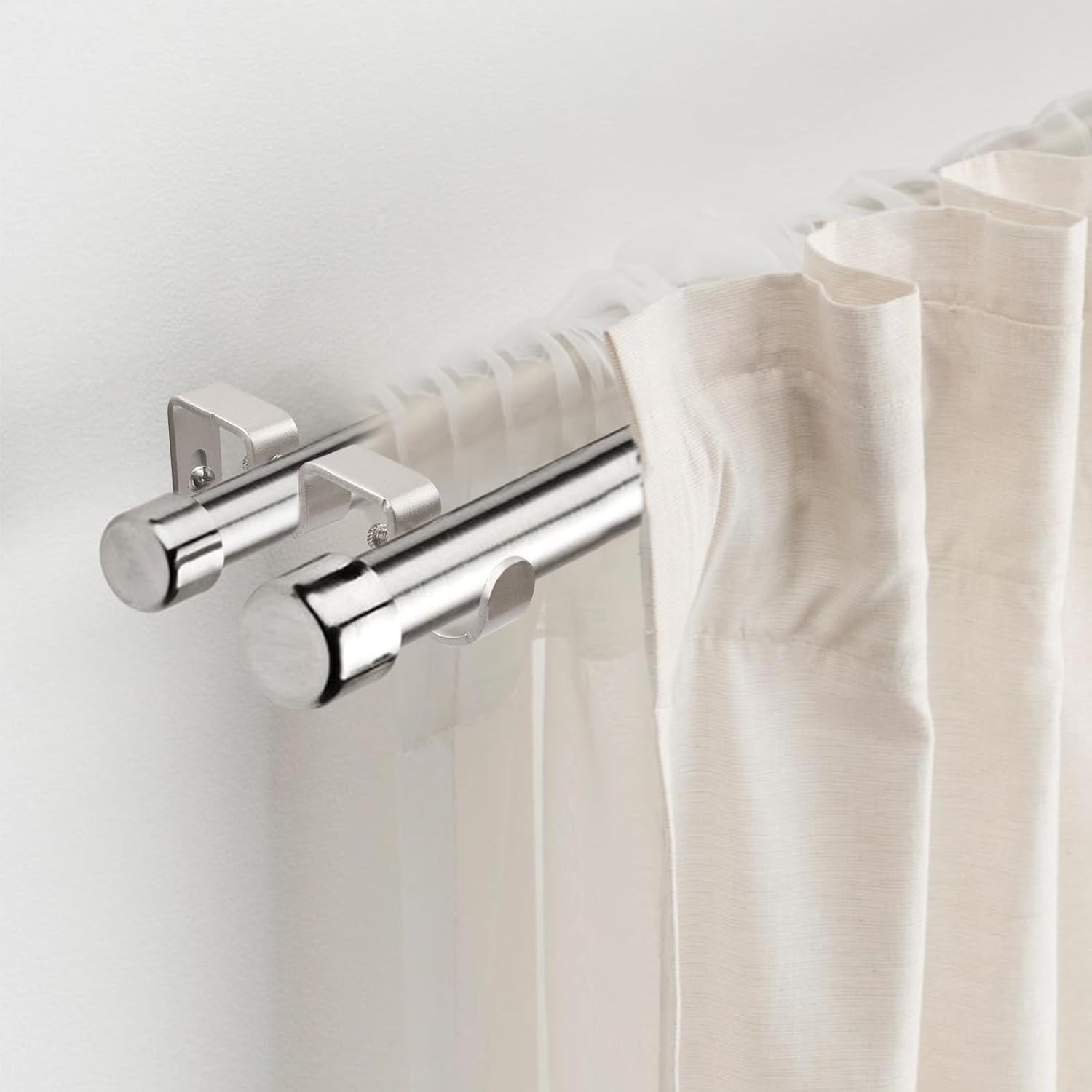 Elegant Silver Double Rod Curtain Bracket Set – Versatile 6-Pack for Home Decor