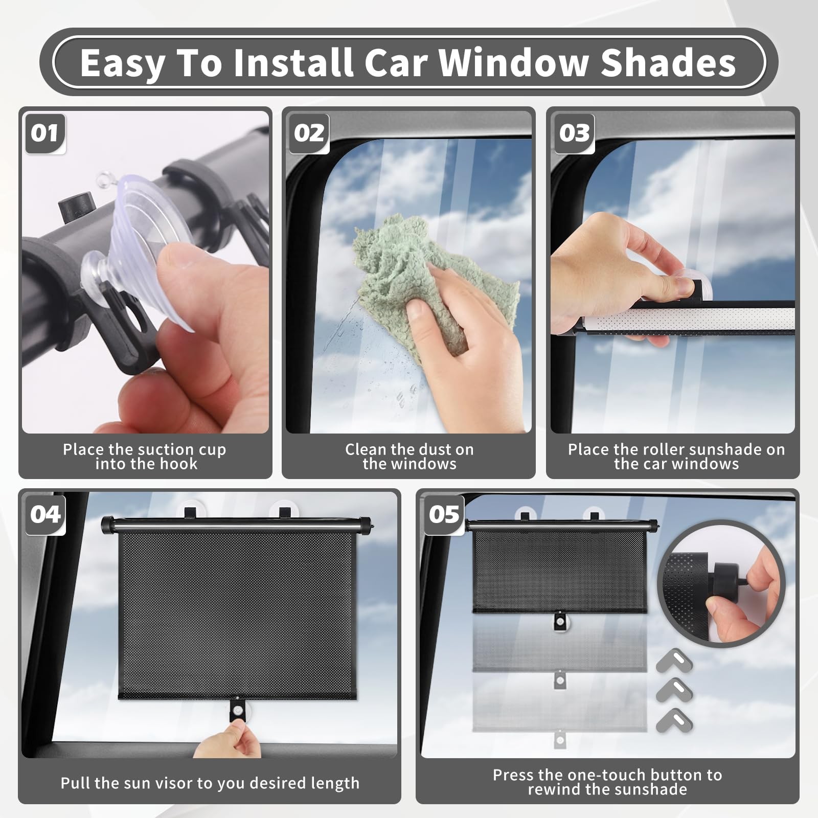 Sfee Car Window Shade for Side Windows, 2 Pack 2 Pack-17.7″x 15.7″, [‘Black’]