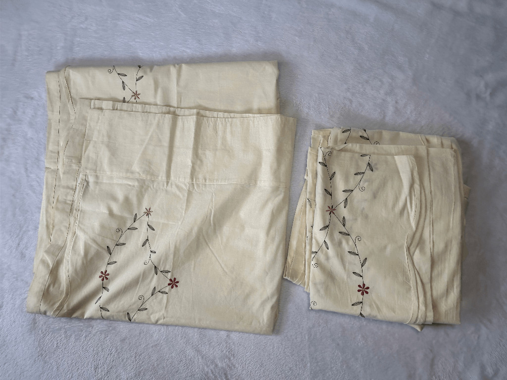JCPenny Home 100% Cotton Cream & Flower Embroidered Curtains 42 X 84 New, Four