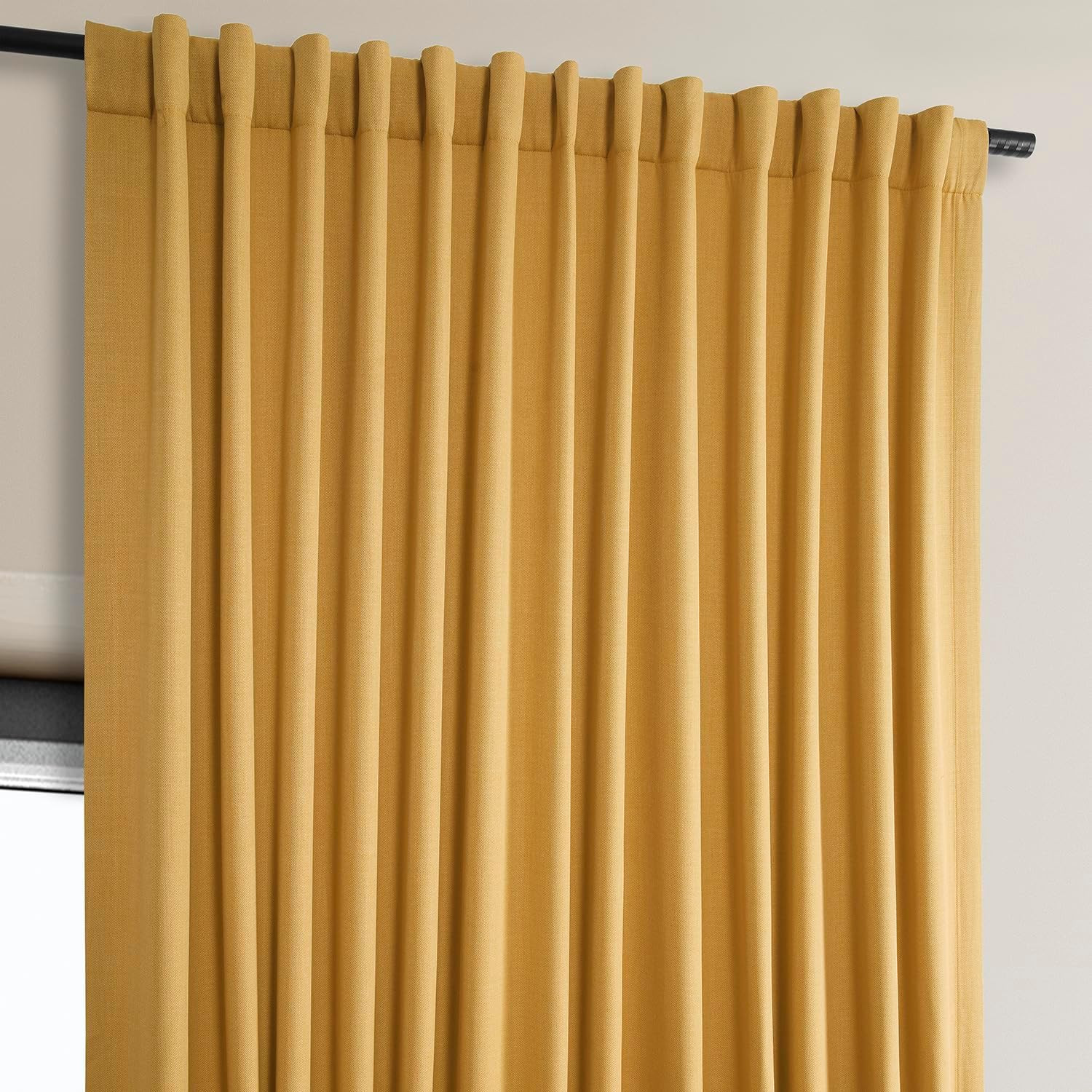 Faux Linen Curtains 100×96 Room Darkening Extra Wide Drapes Gold Panel