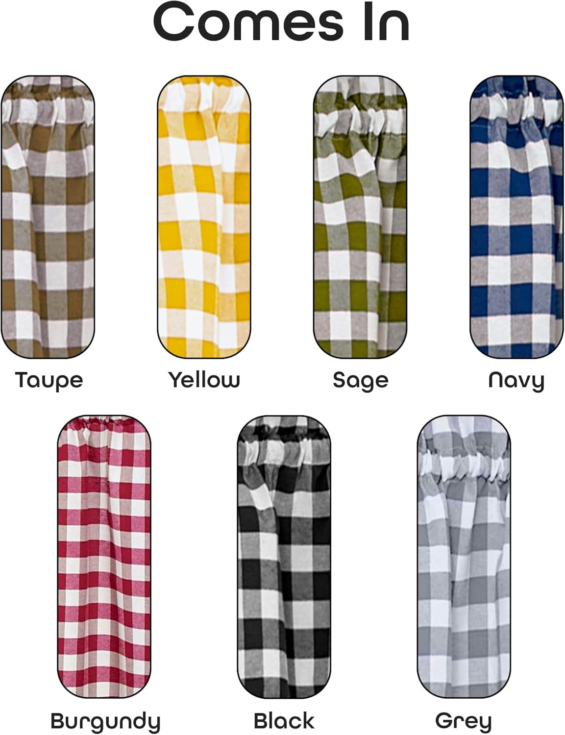 Buffalo Check Valance Window Curtains – 58 Inch Width, 14 Inch Length – Sage Gre