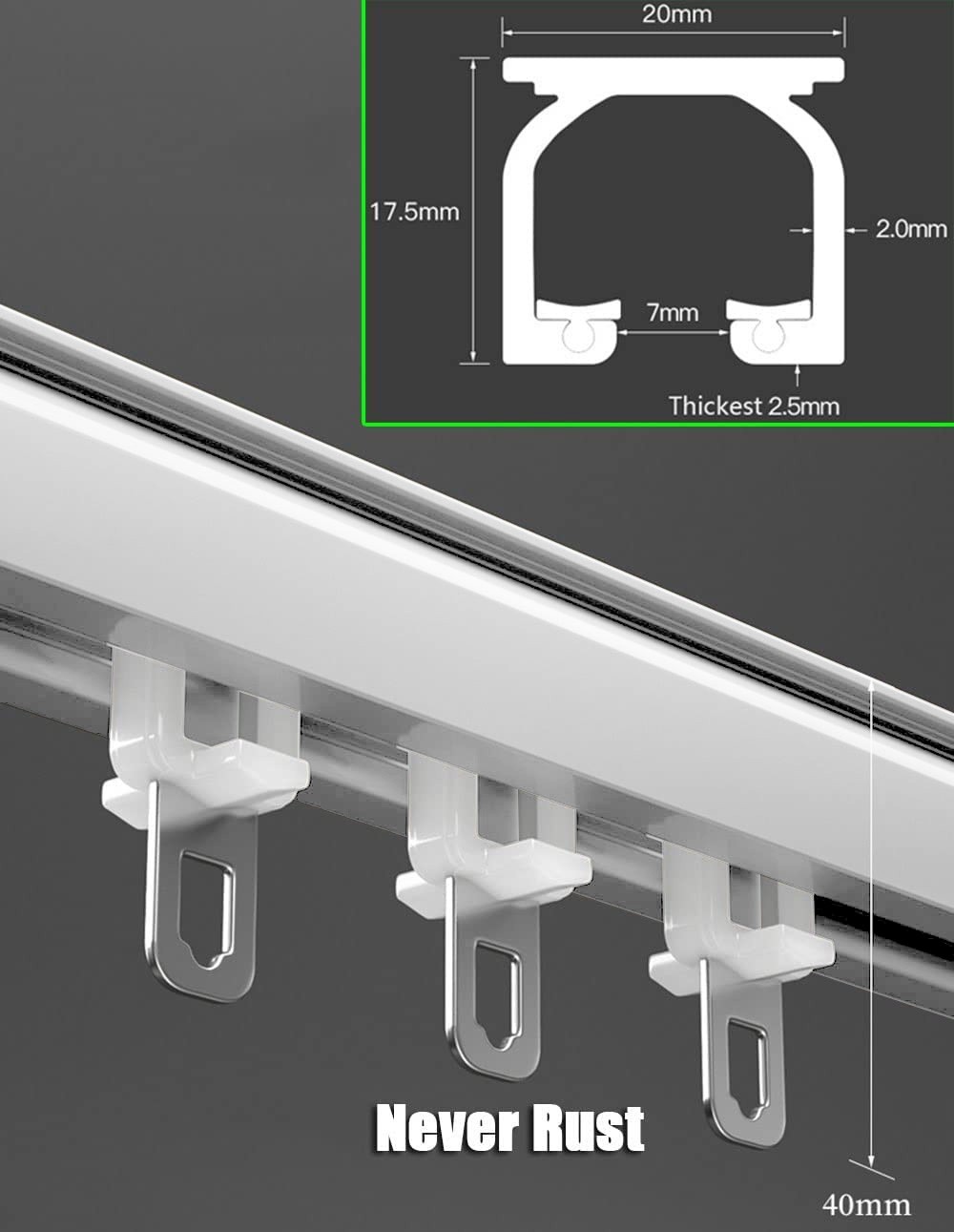 Heavy Duty Curtain Track System – 2M Silent Aluminum Rails Ceiling&Wall Mount