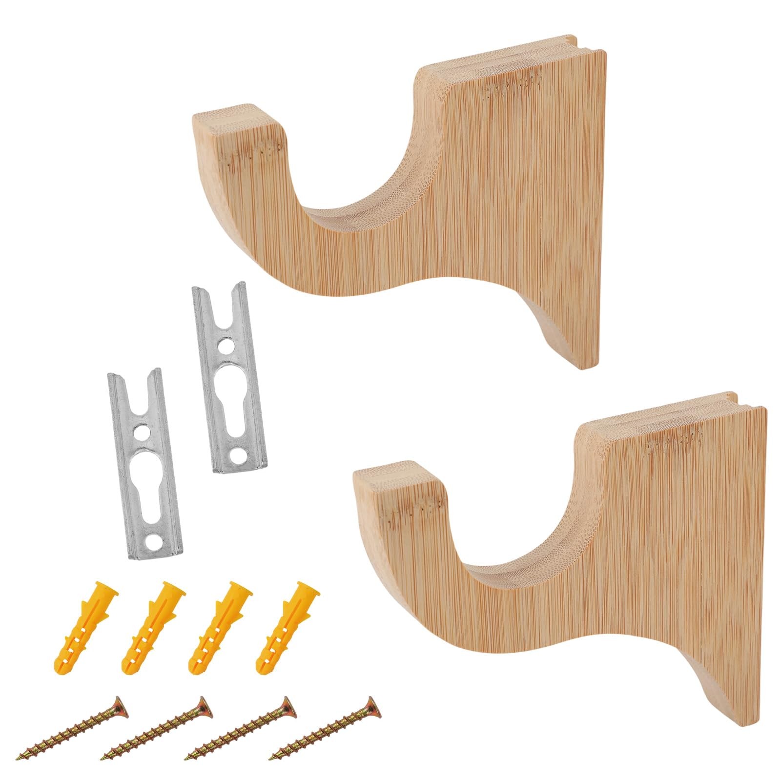 2 PCS Wooden Curtain Rod Brackets 3-1/2 Inch Return For 2 Inch Pole Holders
