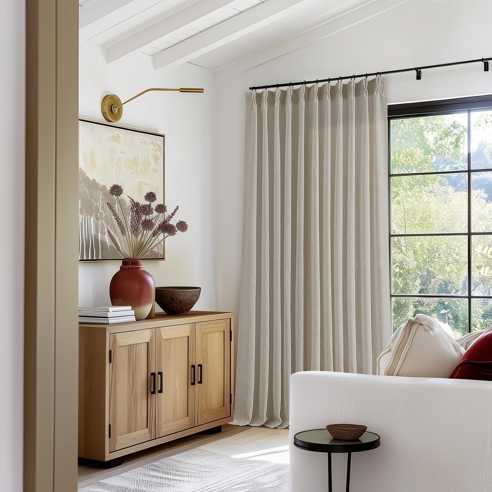 Extra Wide Taupe Linen Curtain 96 Inches Long 70 Inch Wide for Living Dining …