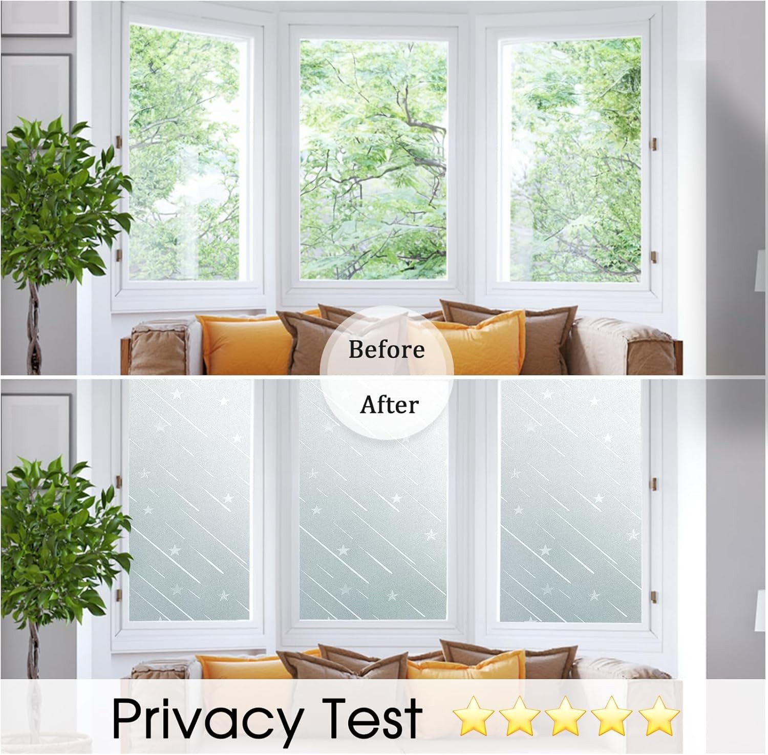 17.5 x 78.7 Inch Decorative Opaque Removable Static Cling Sun Heat Window Film